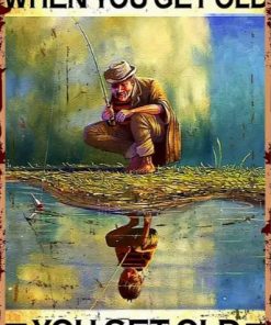 Skylt i vintage aluminiummetall 20cm x 30cm Old and young